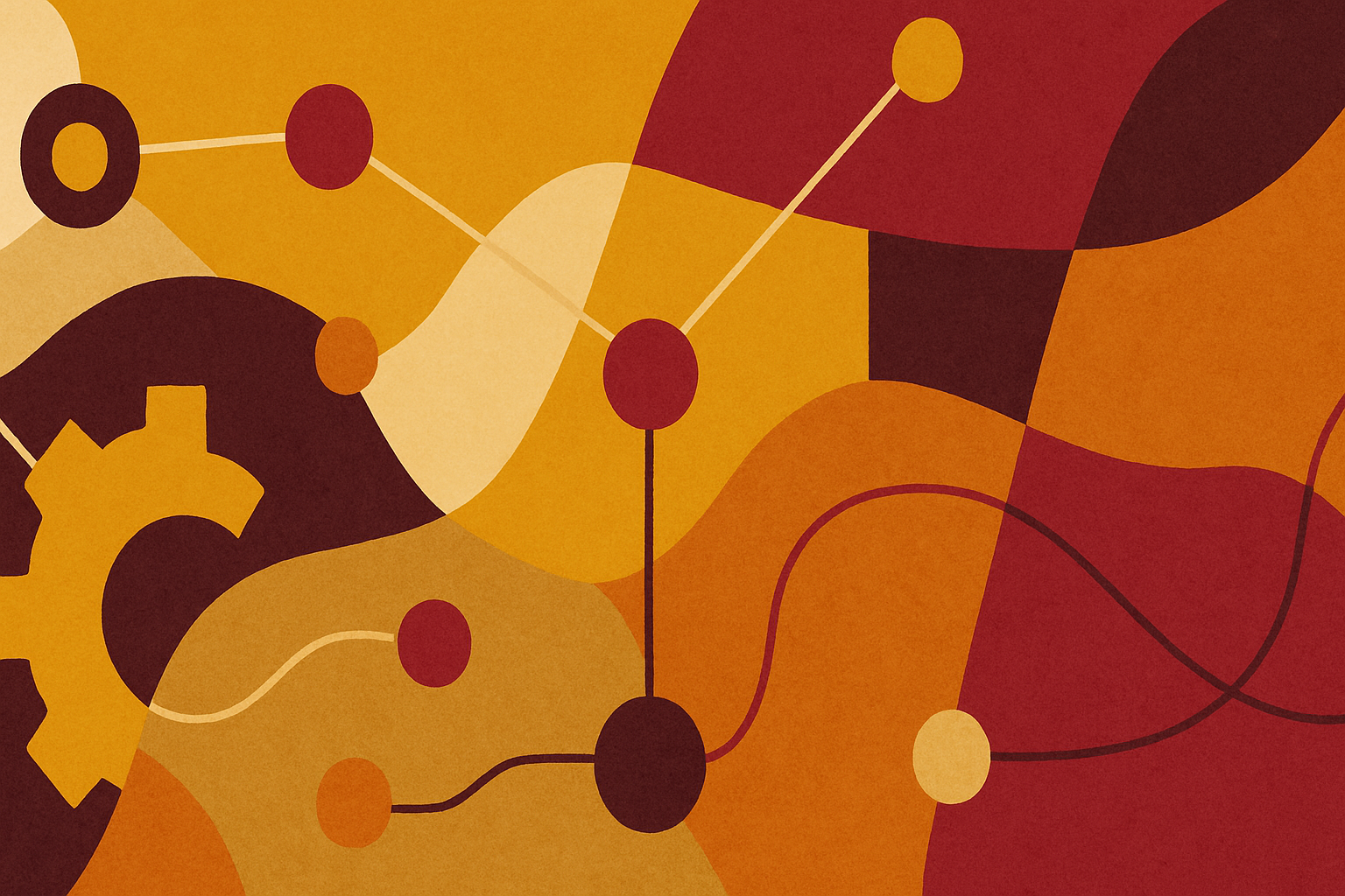 Abstract image generated by ChatGPT. Warm fall colors featuring a loose network of dots and lines.